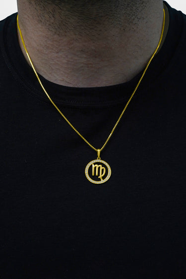 14K Gold Virgo Zodiac Diamond Men's Pendant (0.65 CTW)
