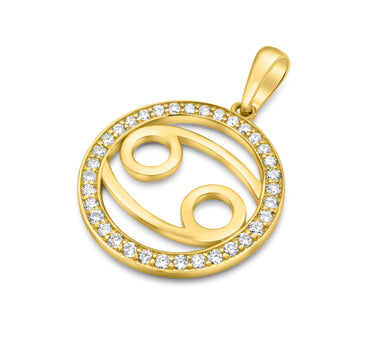 Enchanting 14K Gold Diamond Cancer Zodiac Pendant - 0.65 Ctw