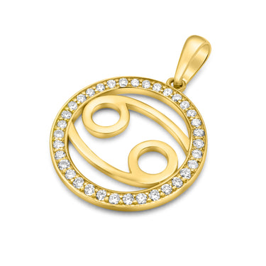 Enchanting 14K Gold Diamond Cancer Zodiac Pendant - 0.65 Ctw