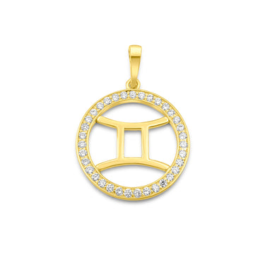 14K Gold Diamond Zodiacs Gemini Pendant
