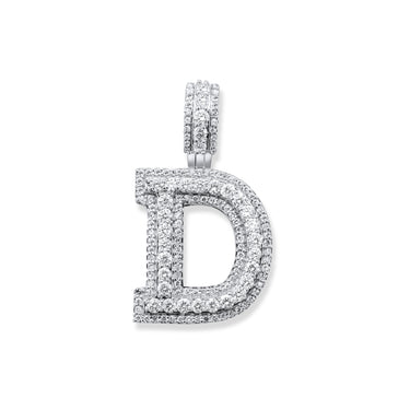 Radiant 14k White Gold Diamond Initial "D" Women's Pendant