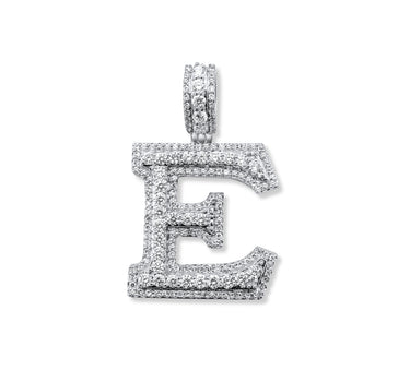 14K White Gold Diamond Initial "E" Pendant - 1.16 Ctw