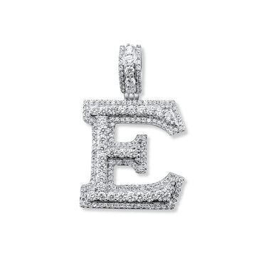 14K Gold Diamond Initial "E" Men's Pendant - 1.16 Ctw