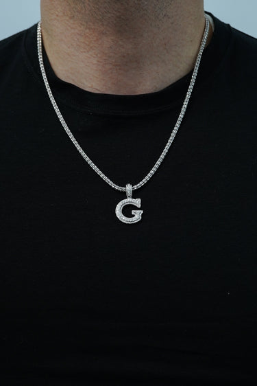  14K White Gold Diamond Initial "G" Men's Pendant