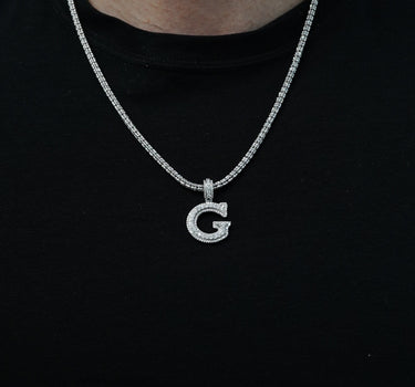  14K White Gold Diamond Initial "G" Men's Pendant