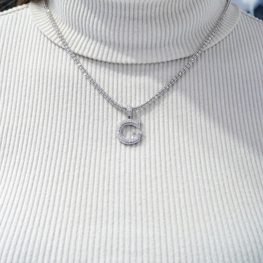 14K White Gold Diamond Initial "G" Women's Pendant