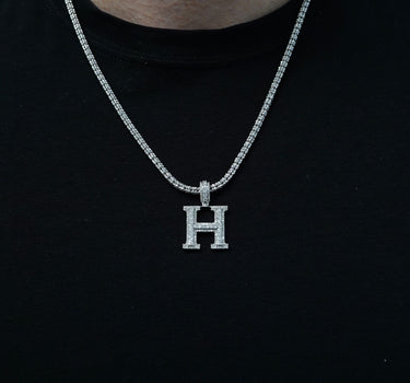 14K White Gold Diamond Initial "H" Pendant - 1.02 Ctw
