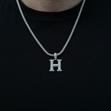 14K White Gold Diamond Initial "H" Pendant - 1.02 Ctw