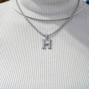 14K Gold Diamond Initial "H" Women's Pendant