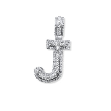 14k White Gold Diamond Initial "J" Pendant  0.75 Ctw