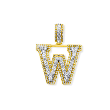14k Yellow Gold Diamond Initial "W" Pendant  1.18 Ctw