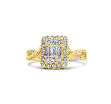 Aurora 14k Yellow Gold Ladies' Diamond Criss Cross Ring 0.53Ctw