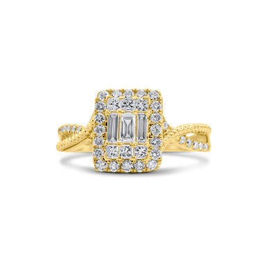Aurora 14k Yellow Gold Ladies' Diamond Criss Cross Ring 0.53Ctw