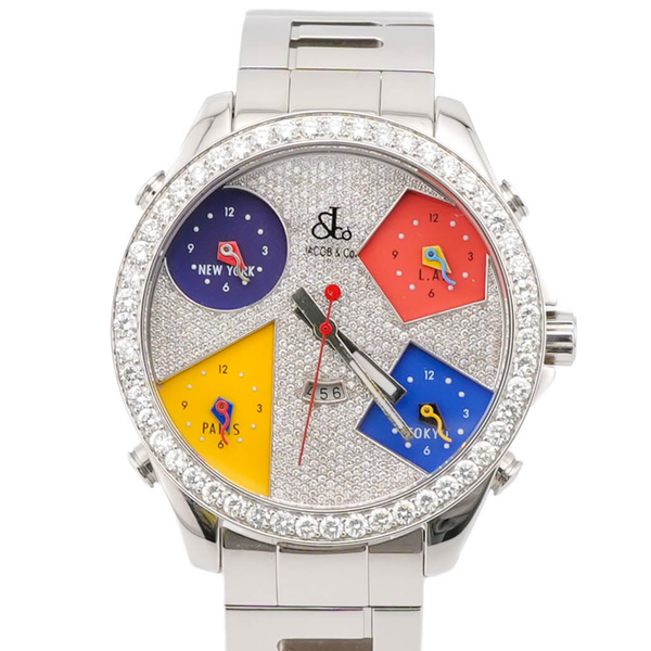 Curtis Co White Stainless Steel Mens Watch Time Zone