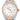 Luxury watch with rose gold and silver case on a white background