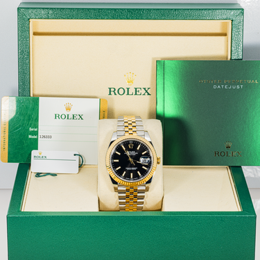 Rolex 126333 Datejust 41 mm Fluted Bezel Black Dial Jubilee Bracelet Box and Papers 2017