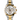 Rolex watch with two-tone gold and silver band on white background