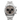 Silver watch with a brown face on a white background