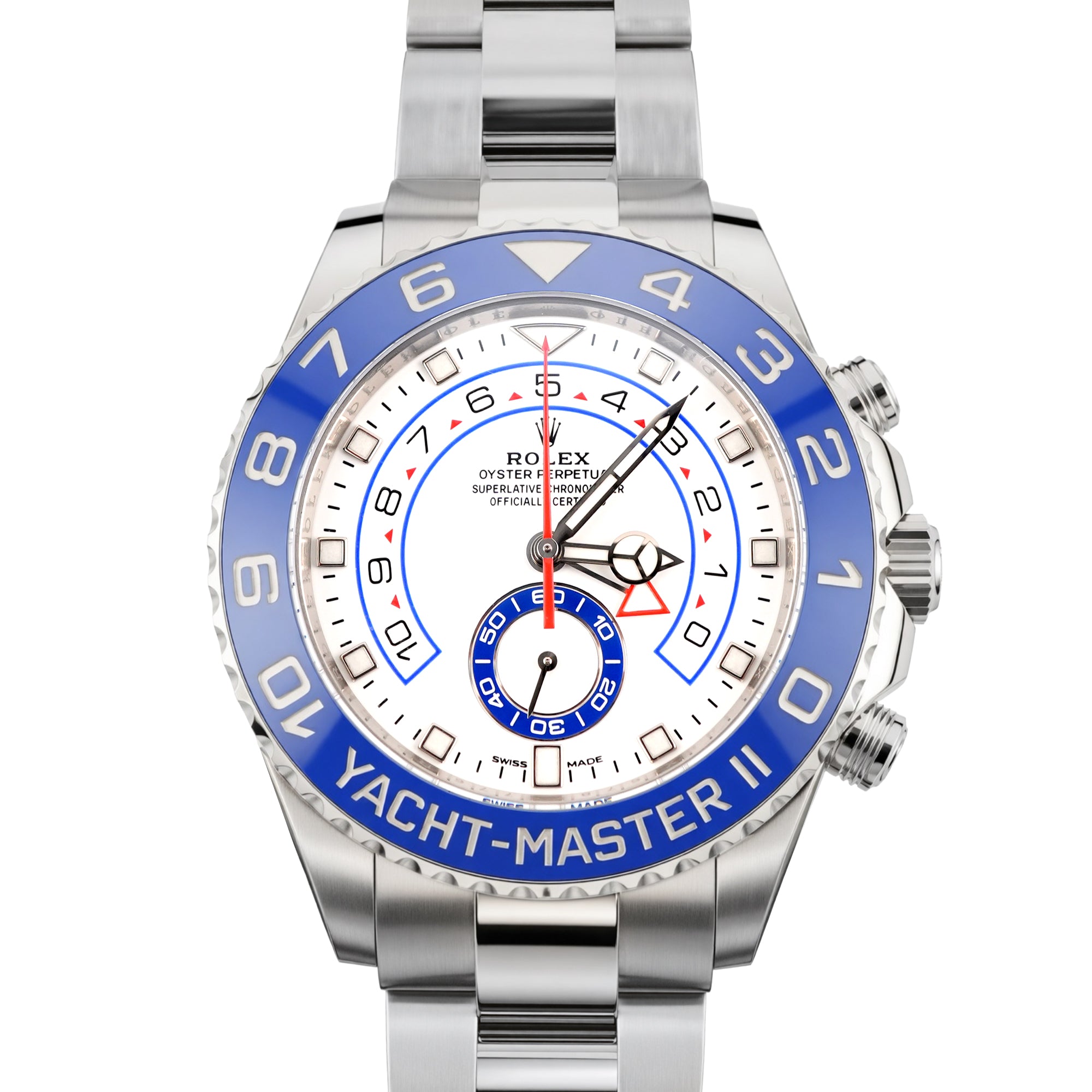ROLEX Yacht-Master ホワイト/ブルー Rolex 116680 Yacht-Master II 44 mm White Dial Blue Ceramic Bezel