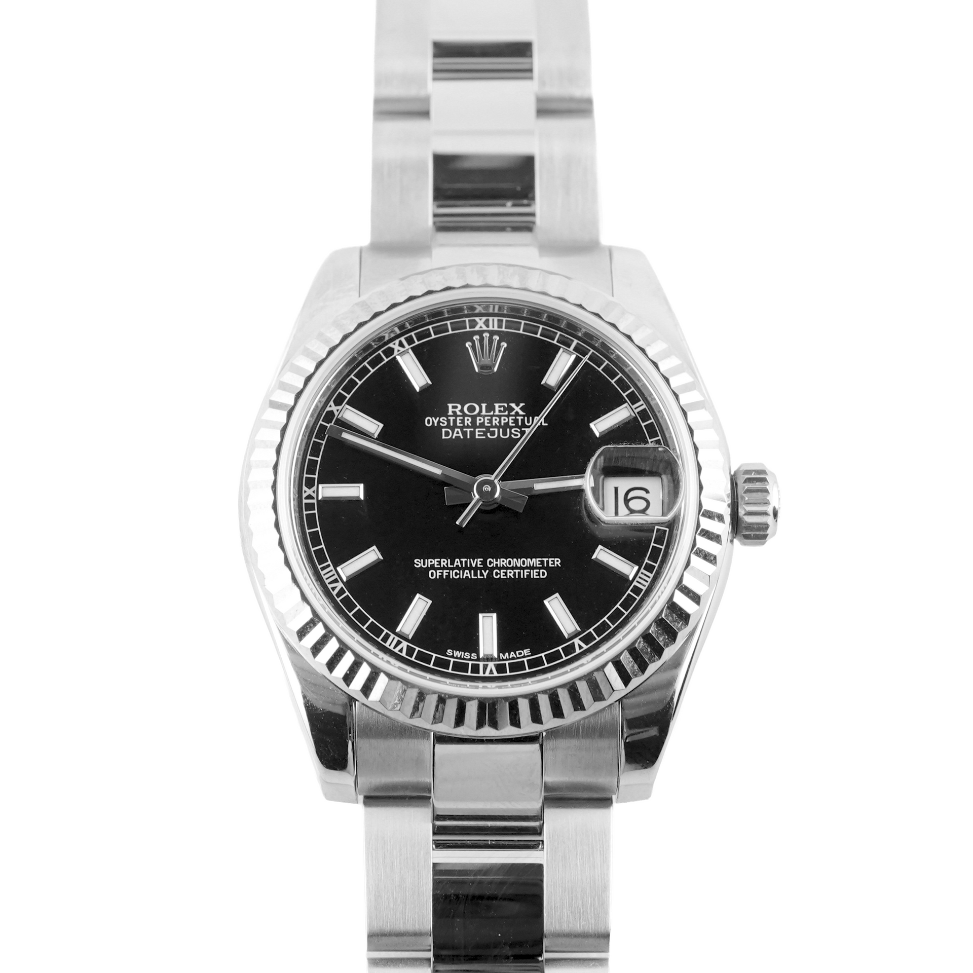 Rolex 178274 Datejust 31 mm Fluted Bezel Black Index Dial Oyster