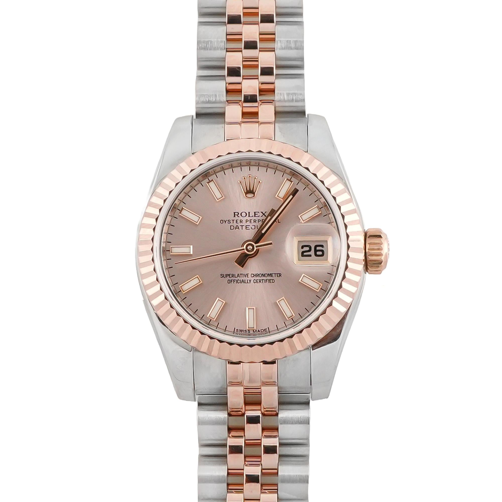 Rolex 179171 Lady-Datejust 26 mm 18k Rose Gold Pink Index Dial