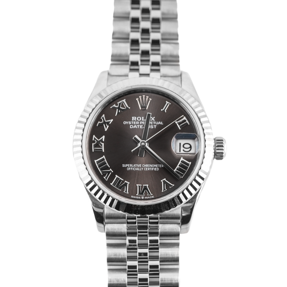 Rolex 278274 Datejust 31 mm Fluted Bezel Dark Grey Roman Dial Jubilee ...