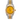 Two-tone gold and silver rolex watch with yellow dial on a white background