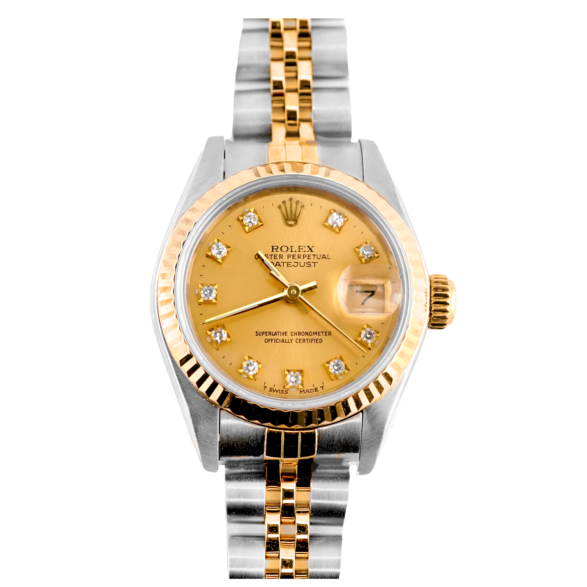 ROLEX ロレックス ゴールド 69173 79173 金属ベルト ジュビリー Rolex 69173 Lady-Datejust 26 mm Champagne Diamond Dial Jubilee