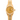 Gold Rolex watch with diamond-studded face on a white background