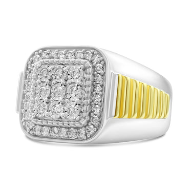 14K Two-Tone Gold White Men's Diamond Ring 0.51 CT