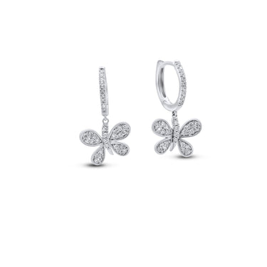 Shop elegant 14K white gold mini diamond butterfly earrings featuring 0.40 carats of sparkling diamonds. A graceful symbol of transformation and beauty. Available now at ECI Jewelers.