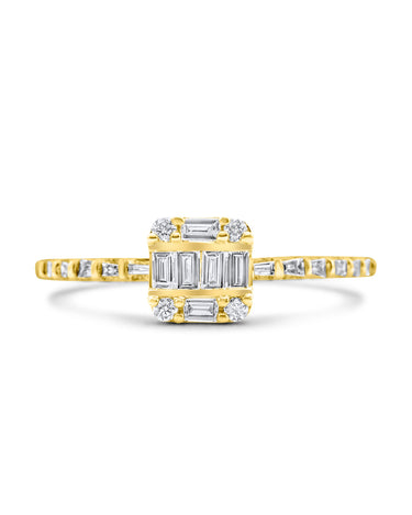Shop the Harper 14K yellow gold ladies' fancy ring featuring 0.22 carats of diamonds. A delicate and stylish piece perfect for everyday elegance. Available now at ECI Jewelers.