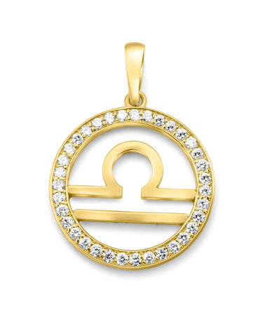 Shop the striking 14K gold Libra zodiac men’s pendant featuring 0.65 carats of diamonds. A bold emblem of balance, charm, and refined strength. Available now at ECI Jewelers.
