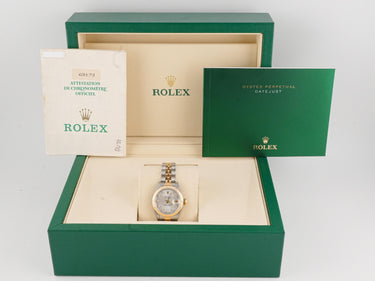 Rolex 69173 Lady-Datejust 26 mm Silver Dial Jubilee Bracelet Box and Papers 1992