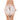 Rose gold Rolex watch on a white background