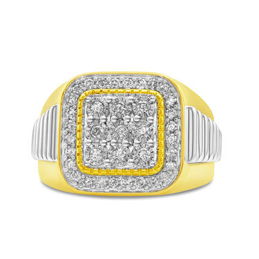 14k Two-Tone Yellow Gold Men's Diamond Fancy Ring 0.49Ctw
