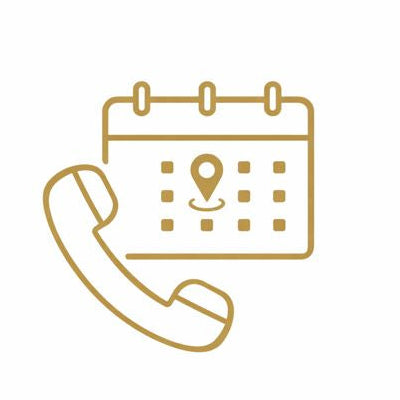 Gold icon of a phone and calendar on a white background