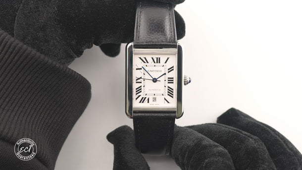 Cartier W5200027 Tank Solo 41 mm Silver Dial Stainless Steel Box & Papers 2016