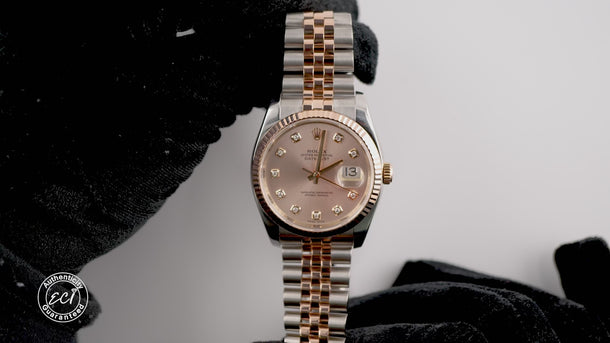 Rolex 116231 Datejust 36 Pink Champagne Dial Jubilee Bracelet Box & Papers 2007