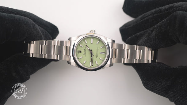 Rolex 124200 Oyster Perpetual 34 mm Pistachio Dial Oyster Box & Papers 2025