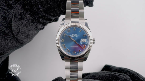 Rolex 126334 Datejust 41 mm Blue Roman Dial Oyster Bracelet Box and Papers 2020