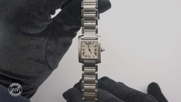 Cartier 2384 Tank Française 19 mm Silver Dial Stainless Steel Box & Papers 2008