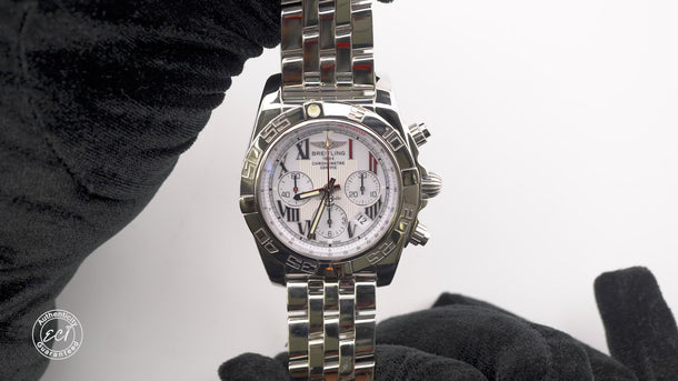 Breitling AB011010 Chronomat 44mm White Dial Stainless Steel Box and Papers 2014