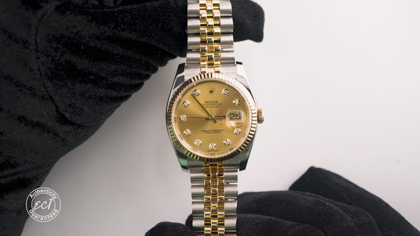 Rolex 116233 Datejust 36 mm Champagne Dial Jubilee Bracelet Box and Papers 2015
