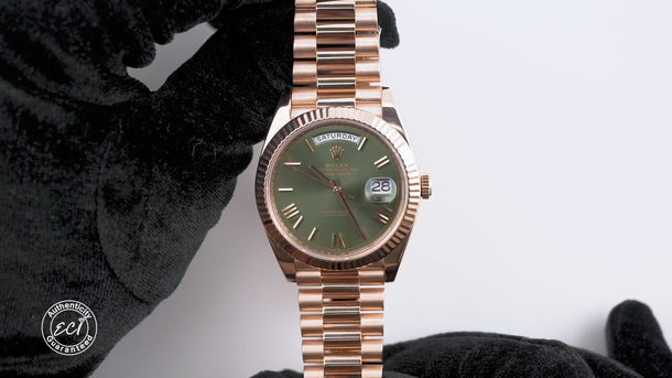 Rolex 228235 Day-Date 40mm Green Olive Dial President Bracelet Box & Papers 2019