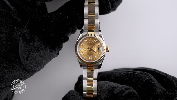 Rolex 179173 Lady-Datejust 26mm Champagne Diamond Dial Oyster Bracelet Box 2014