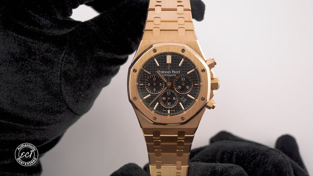 Audemars Piguet Royal Oak Chronograph 41 mm 18K Rose Gold Black Dial Box 2016