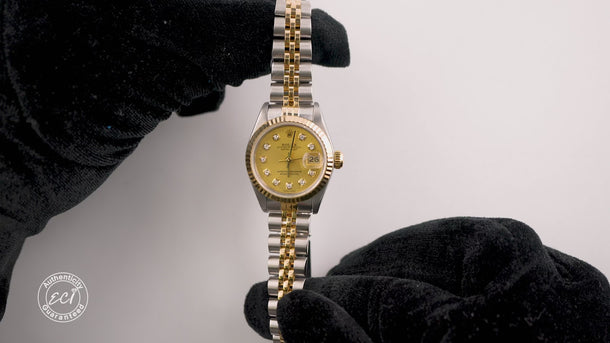 Rolex 69173 Lady-Datejust 26mm Champagne Dial Jubilee Bracelet Box n Papers 1996