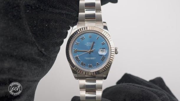 Rolex 116334 Datejust II 41 mm Blue Dial Oyster Bracelet Box & Papers 2012