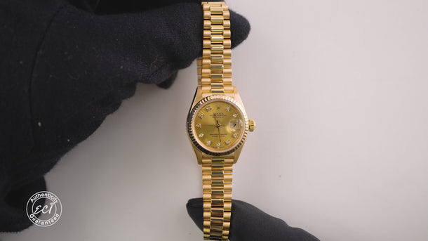 Rolex 69178 Lady-Datejust 26 mm Champagne Dial President Bracelet Box 1991